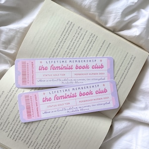 Der feministische Buchklub | Feministische Lesezeichen | Lesezeichen Ticket-Gutschein | Niedliches Lesezeichen Geschenk für Buchliebhaber | Buchklub | Buch Token