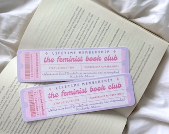 De feministische boekenclub | Feministische bladwijzer | Bladwijzer Ticketvoucher | Leuke bladwijzer | Cadeau voor boekenliefhebber | Boekenclub voor vrouwen | Boektoken