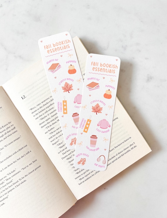 Fall Bookish Essentials Bookmark | Cosy Fall Bookmark | Cute Cozy Bookmark | Lists Bookmark | Pumpkin Bookmark | Cosy Bookish Vibes