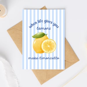 Quando la vita ti dà limoni, crea un biglietto di auguri con limoncello / Biglietto di auguri artistico / Biglietto di compleanno con cocktail divertenti / Biglietto d'amore / Biglietto di pasta italiana