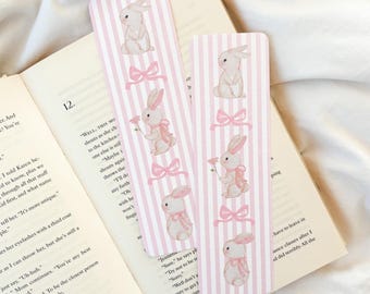 Cottagecore Bunny bladwijzer | Bladwijzer lente konijn | Coquette Bow bladwijzer | Romance Reader bladwijzer | Bladwijzer lente | Leuke bladwijzer