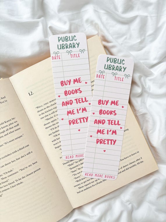 Vintage Library Card Bookmark | Buy Me Books And Tell Me I'm Pretty Bookmark | Girly Girl Bookmark | Retro Library Card Bookmark