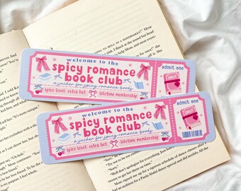 Zakładka Klubu Książki Spicy Romance | Zakładka Biletu Klubu Książki | Zakładka Bookish | Zakładka Admit One | Zakładka Klubu Romansu | Girly Girl