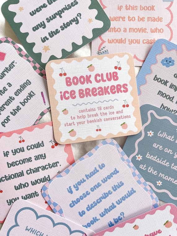 Book Club Discussion Cards | Book Club Ice Breaker Questions | Book Lovers Gift | Bookworm Gift | Book Club Starter Pack