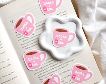 Books and Tea Sticker | Cute Tea Cup Sticker | Bookish Sticker | Vinyl Sticker | Laptop Phone Decal | Book Lovers Sticker | Journal Stickers