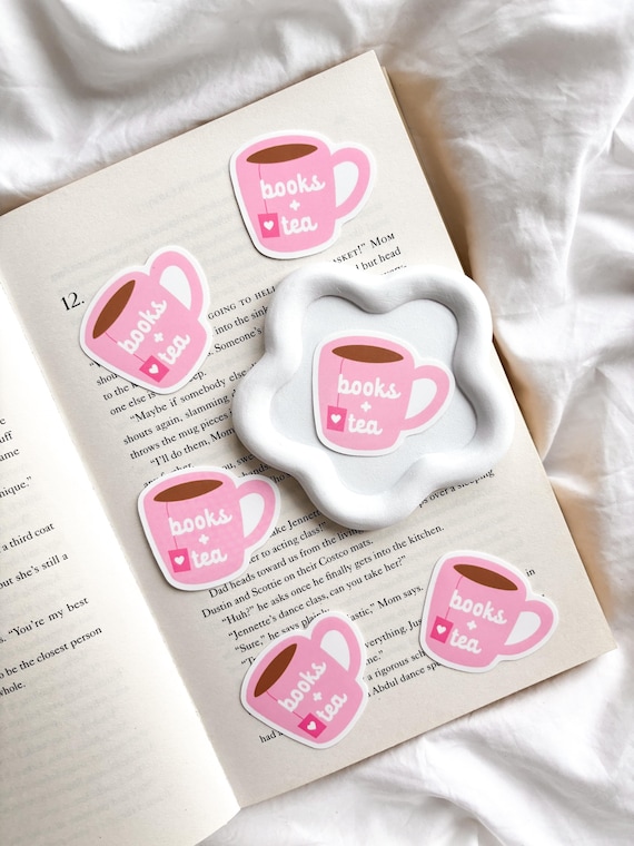 Books and Tea Sticker | Cute Tea Cup Sticker | Bookish Sticker | Vinyl Sticker | Laptop Phone Decal | Book Lovers Sticker | Journal Stickers