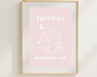 Lámina artística de Corazón de Fuego / Lámina para lectores de Romances / Lámina artística de libros / Póster de Chicas de Libros / Póster de Dragones / Lámina de Fantasía de ToG