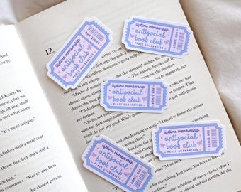 Anti-social Book Club Ticket Sticker | Cute Ticket Sticker | Ereader Sticker | Book Club | Vinyl Sticker | Laptop Decal | Journal Sticker