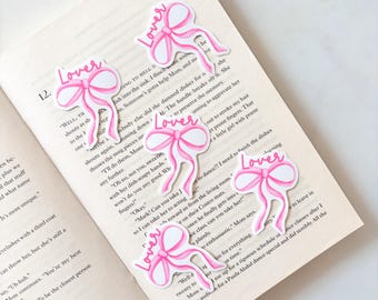 Lover Pink Bow Sticker | Coquette Bow Sticker | Vinyl Sticker | Laptop Decal | Lover Era Sticker | Romance Reader Sticker
