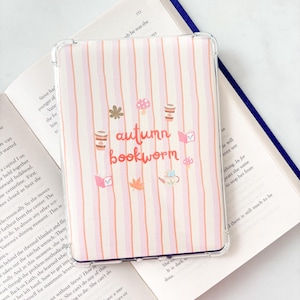 Autumn Bookworm Striped Kindle Insert | Cute E-Reader Insert | Cute Kobo | Girly Reader Ereader Insert | Reader | Bookish | Cosy Girl