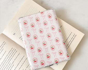 Coquette Cherries Pattern Kindle Insert | Cherries Pattern Kindle Case | Coquette Bow Ereader Insert | Romance Kindle Insert | Ereader Case