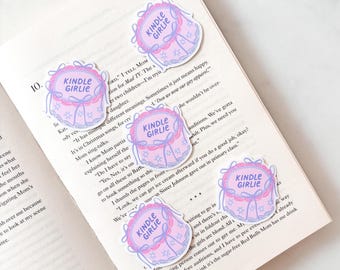 Pegatina de pastel vintage para Kindle Girlie / Pegatina de pastel morado / Pegatina de vinilo / Calcomanía para portátil / Pegatina de chica lectora / Bonita / Pegatina de diario