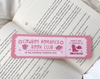 Marcapáginas del club de lectura de romance de vaqueros / Boleto para marcapáginas / Club de amantes de los libros / Regalo para amantes de los libros / Marcapáginas de vaqueros del oeste / Lector de romance / Vaquera