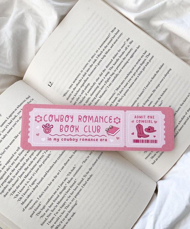 Cowboy Romance Book Club Bookmark | Bookmark Ticket | Book Lover Club ...