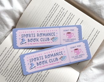 Sports Romance Book Club Bookmark | Romance Bookmark | Bookmark Ticket | Bookish Gift | Book Club Bookmark | Cute Bookmark