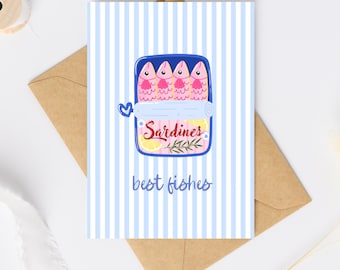 Quirky Sardines Birthday Card | Best Fishes Greeting Card |  Sweet Birthday Card | Funny Card | Food Greeting Card