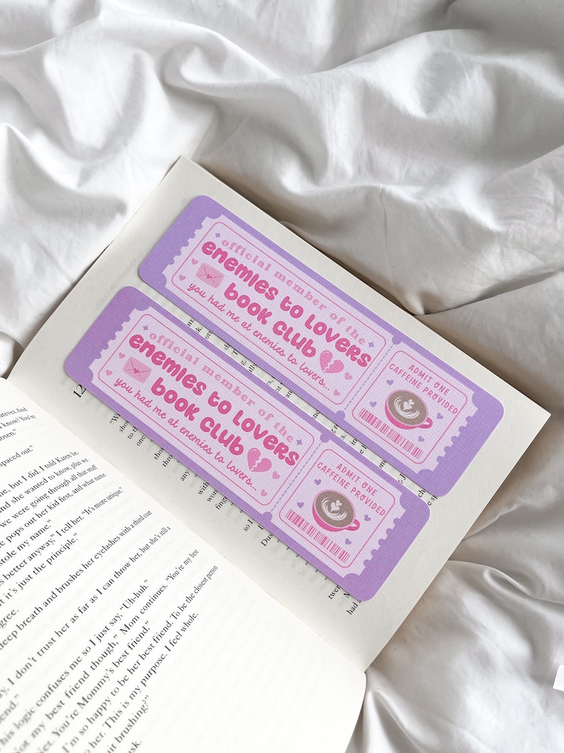 Enemies To Lovers Book Club Bookmark | Book Lovers Club | Book Trope Bookmark | Book Club Ticket | Romance Bookmark image 4