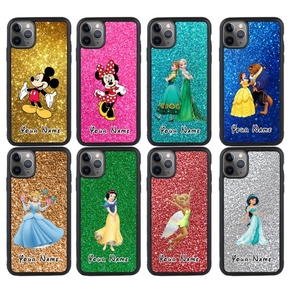 Personalised Princess Glitter Effect Phone Case for iPhone 6 7 8 11 12 13 14 15 iPhone Samsung Galaxy S23 S22 S21 S20 Ultra Huawei Pixel