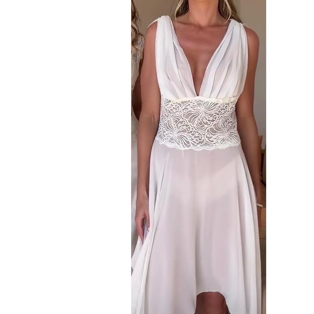 chinese dress ladies Anniken Lace Handkerchief Hem Mini Dress in Ivory