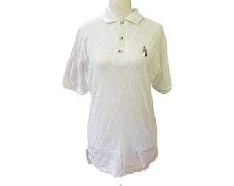 Vintage Alps Mens White Pique Polo Shirt Toy Soldier Embroidery Size M NWT