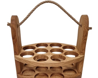 Oak Carrier for Cans and Bottles  With A Rope