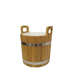 Handmade Sauna oak bucket with handles 12l