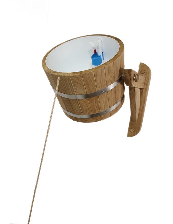 Sauna Bucket Shower 20l With Rope Pull/ Sauna Waterfall / Extreme Shower /  Oak Shower/ Sauna Accessories 