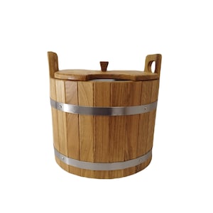 20l Sauna bucket with handles and lid  / bucket with lid/ Handmade Wood Oak bucket/ best quality / sauna accessories/ Gift idea.