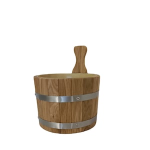 5l bucket with handle/ Oak bucket/ Wooden sauna bucket, Sauna Accessories, Handmade Wood Oak bucket/ Sauna Scoop/ gift idea