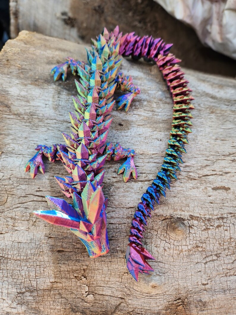 3D Printed Articulated Crystal Dragon 16 Long Crystal Gem Dragon Fairy