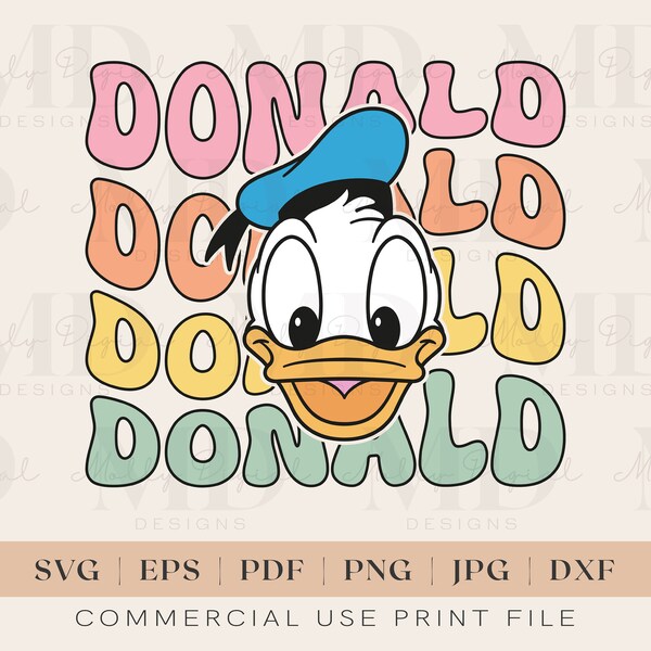 Retro Donald Duck SVG / Magical Duck SVG / Donald PNG / Family Trip Svg / Cricut Cut File / Vinyl Cut File / Printable Design / Jpg / Png