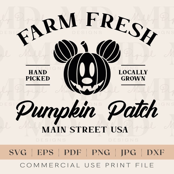 Pumpkin Patch Main Street SVG | Mickey Halloween SVG | Pumpkin Mouse SVG | Halloween Png | Sublimation Design | Cricut Cut File | Pdf | Jpg