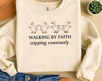 Walking By Faith PNG: Christian Sweatshirt Design (Digital Download)