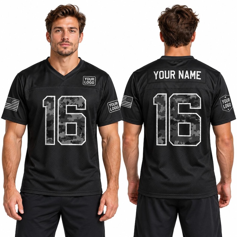 Numbers Font Stye Personalized Jacksonville Football Jersey – Black Military-inspired ...