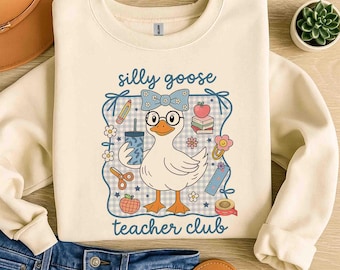 Funny Silly Goose Teacher T-Shirt: Floral Back To School Design