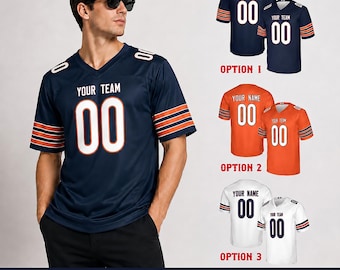 Personalized Chicago Football Jersey, Custom Name Number, Kids Youth Adult