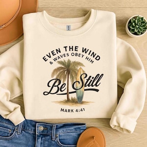 Christian Bible Verse Shirt PNG, Be Still Ocean Tee Digital Download, Comfort Colors Beach T-Shirt, Faith Based Coastal Design