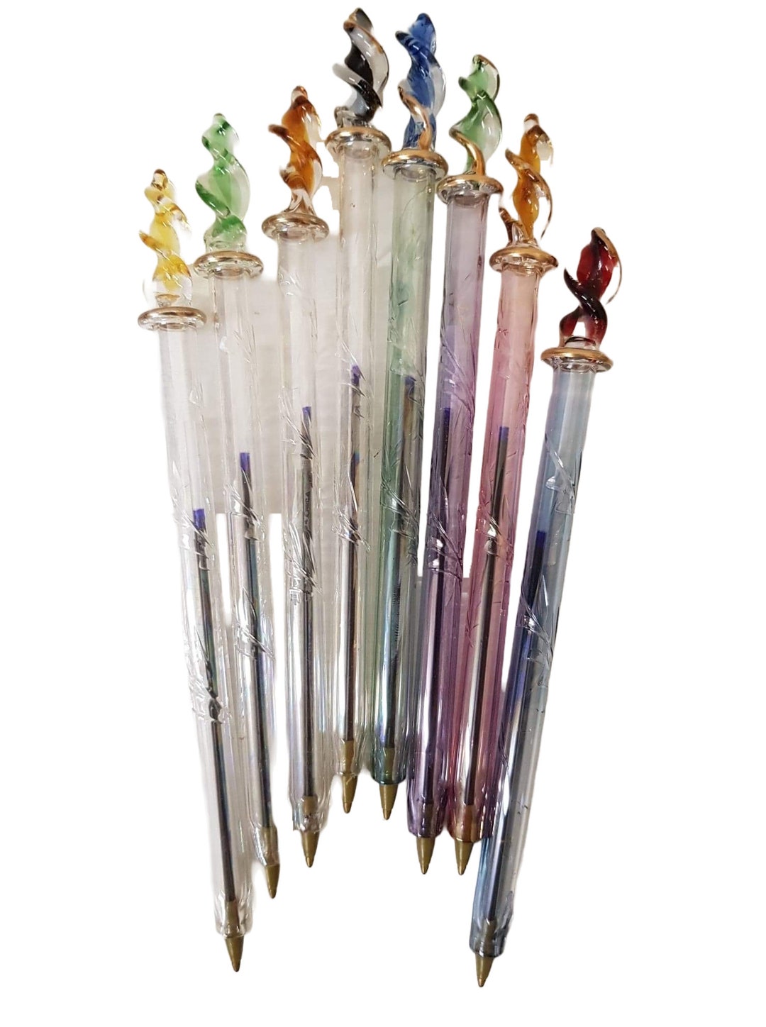 Decorative Hand Blown Glass Twist Pens, Writing Tools, Lampwork Glass