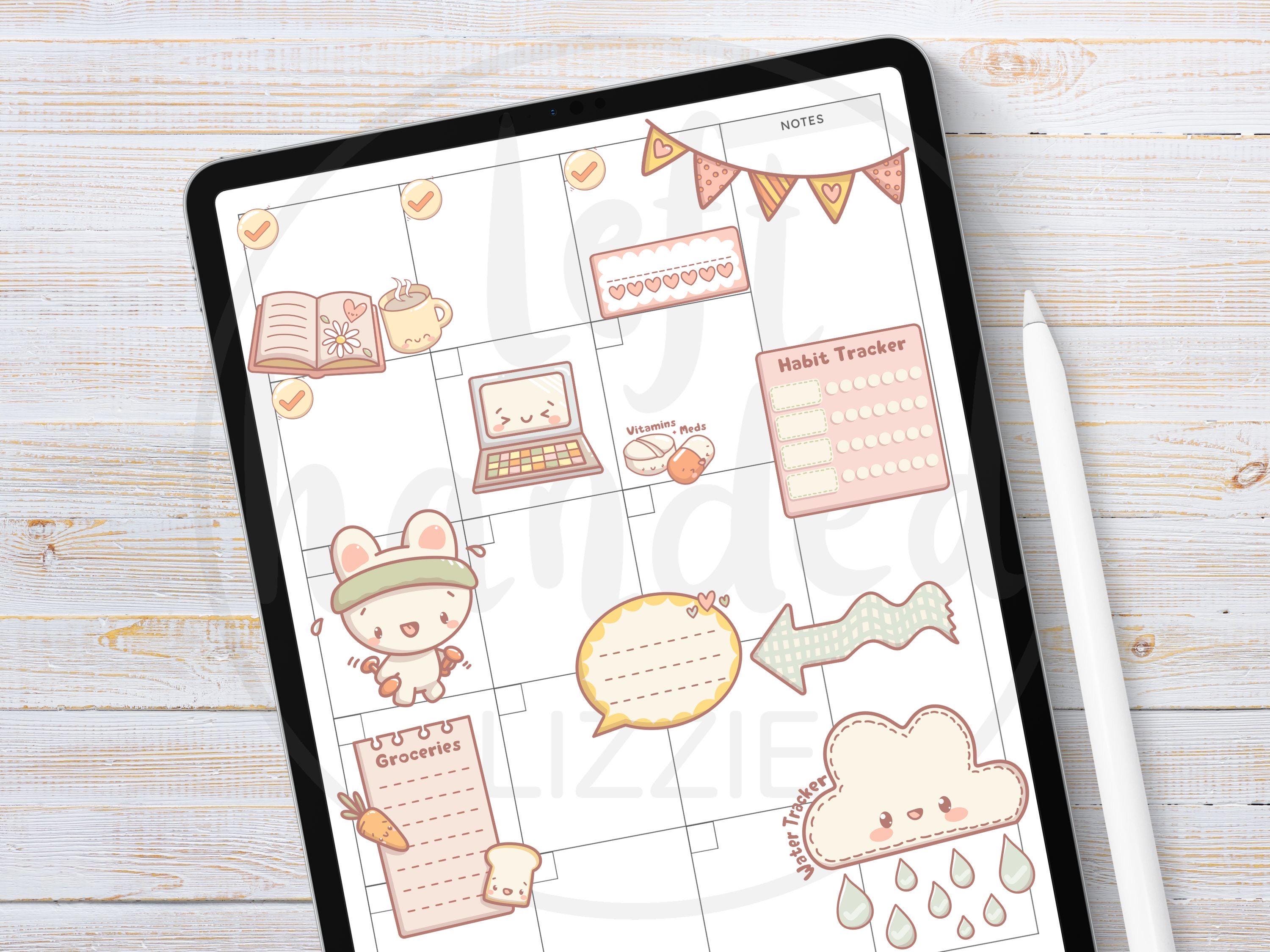 Kawaii Digital Sticker Pack for Goodnotes | Cute Essentials Stickers ...