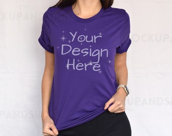 Bella Canvas 3001 Mockup, Team Purple 3001 Mockup, Bella Canvas Model Mock, Tshirt Mockup 3001, Team Purple Bella Canvas, Purple Tee Mock