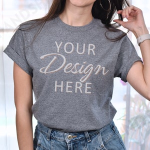 Gildan 5000 Mockup, Graphite Heather 5000 Mockup, T-shirt Model Mockup G5000, Graphite Heather 5000, Heavy Cotton Tee, Gildan 5000  Mock