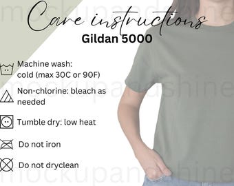 Gildan 5000 Care Instructions, G5000 Washing Instructions Chart, Gildan 5000 T-shirt, Gildan Unisex Heavy Cotton Tee, Gi5000 Instructions