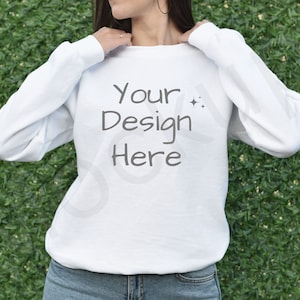 Gildan 18000 Mockup, Gildan White Sweatshirt Mockup, Sweatshirt Model Mockup, White Gildan Crewneck Mockups, Heavy Blend Sweater