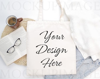 Tote Bag Mockup, Styled Natural Tote Bag, Sublimation Tote Bag Mock, Pod Mockup, Canvas Tote Bag, Port Authority B150, White Tote Bag Mock
