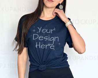 Bella Canvas 3001 Mockup, Bella Canvas 3001 Navy Mockup, Tee Model Mockup 3001 Navy, Blue Tshirt Mockup 3001, Navy Bella Canvas Tshirt Mocks