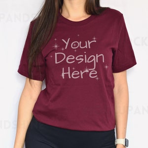 Bella Canvas 3001 Mockup, Maroon 3001 Model Mockup, Bella Canvas Model Mock, Tshirt Maroon Mockup 3001, Maroon Bella Canvas, Tee Mock 3001