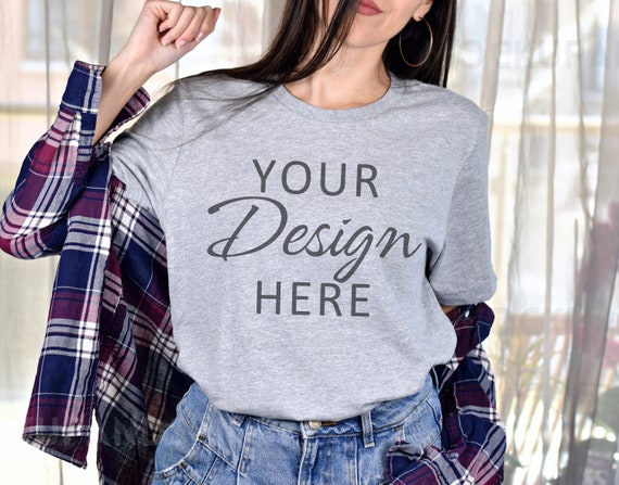 Bella Canvas 3001 Mockup, Athletic Heather 3001 Mockup, Model Mockup Athletic Heather, Tshirt Mockup 3001, Athletic Heather Shirt Mockup