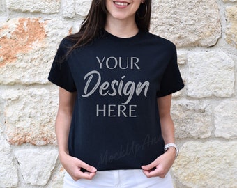 Gildan 5000 Mockup, Black T Shirt Mockup 5000, Model Mockup Gildan Shirt, Heavy Cotton Tee Mock, Summer Mockup 5000, Gildan 5000 Outdoor Mock