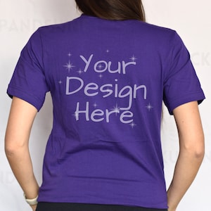 Bella Canvas 3001 Mockup, Team Purple 3001 Back Mockup, Back of Bella Canvas Model Mock, Back Tshirt Mockup 3001, Team Purple Bella Canvas
