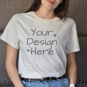 Gildan 5000 Mockup, Natural T-Shirt Mocks, Model Mockup G5000, Gildan Shirt Mock ups, Heavy Cotton Tee Mock, Gi5000 Mock-up, Gildan Tee